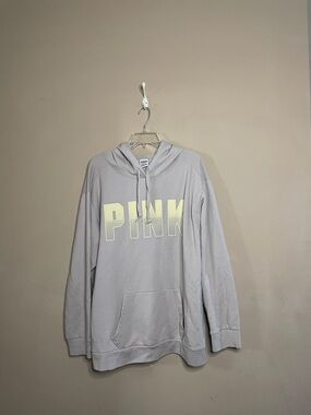 PINK Victoria's Secret Light Gray Crewneck Hoodie SZ XL